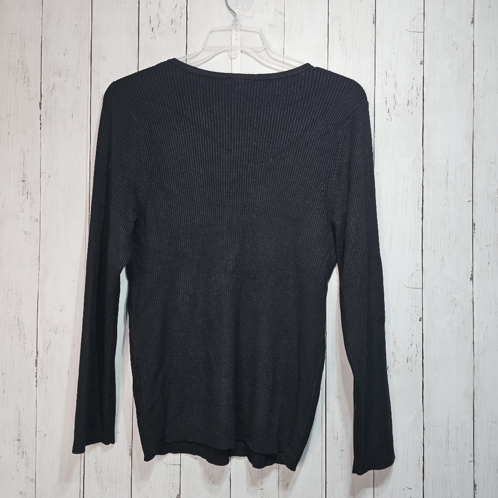 Torrid Women's Black Ribbed V-Neck Rayon Knit Sweater Size 3X Long Sleeve. - Picture 10 of 10